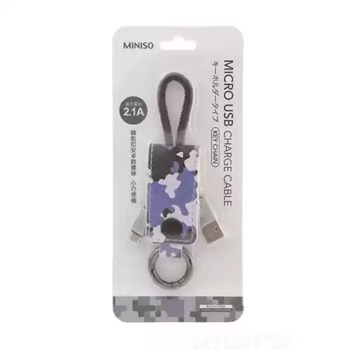 Cable Micro Usb A Usb, Con Llavero Camuflado, Azul - Miniso