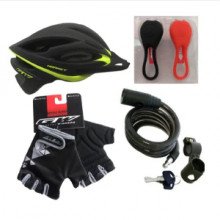 Casco+Guantes+Luces+Guaya para Bicicleta