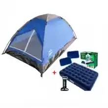 Combo Carpa 4 Personas + Colchón Doble + Almohadas + inflador