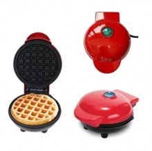 Mini Waflera electrica Redonda con Antiadherente para Wafle y Pancakes